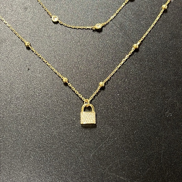 Brand new Rachel Zoe Sterling Silver Gold Tone Double Chain Locket Necklace - Picture 6 of 13